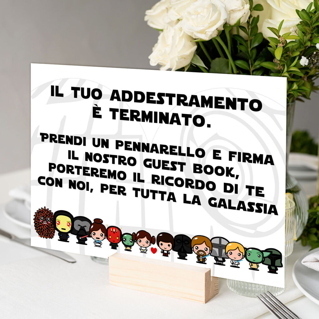 CARTELLO GUESTBOOK MATRIMONIO A TEMA STAR WARS coordinato grafico di matrimonio