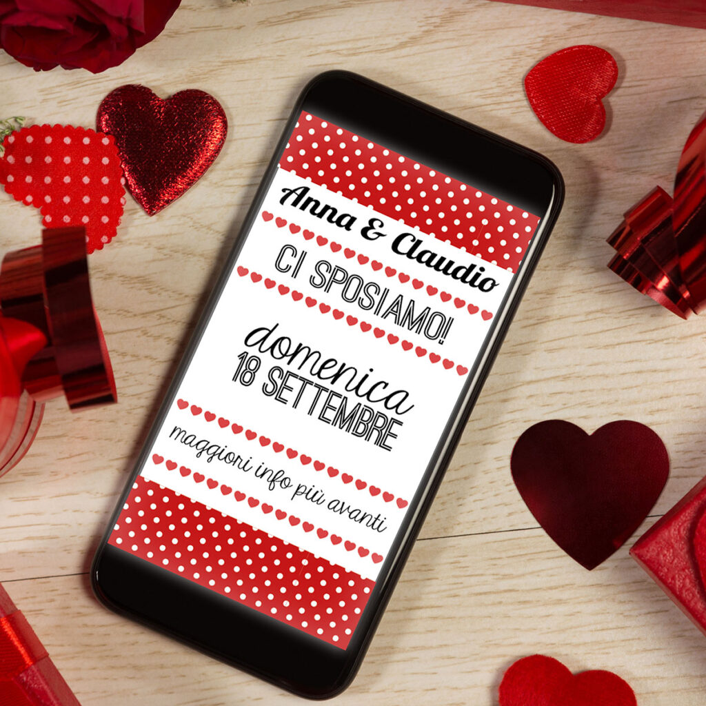 save the date digitale per matrimonio rockabilly rosso pois coordinato grafico di matrimonio coordinato grafico di matrimonio