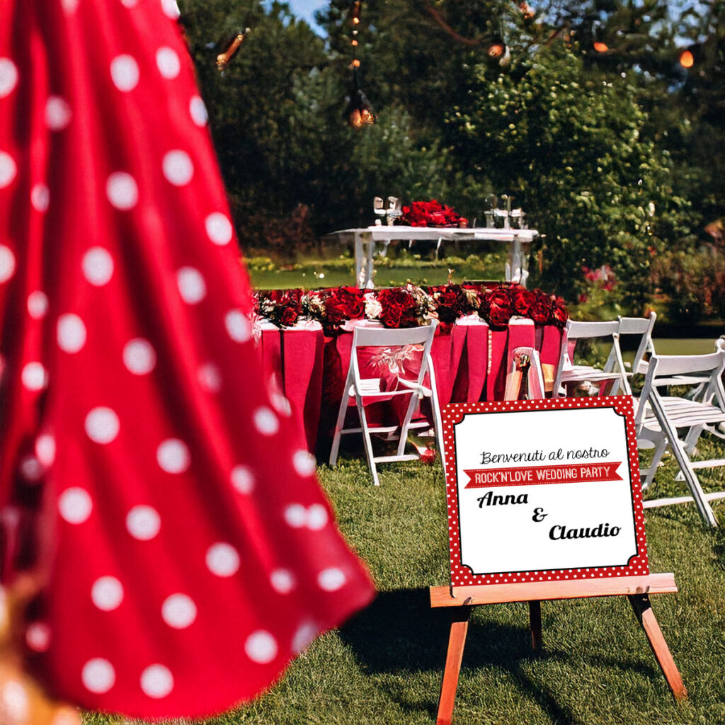cartello per matrimonio rockabilly coordinato grafico di matrimonio